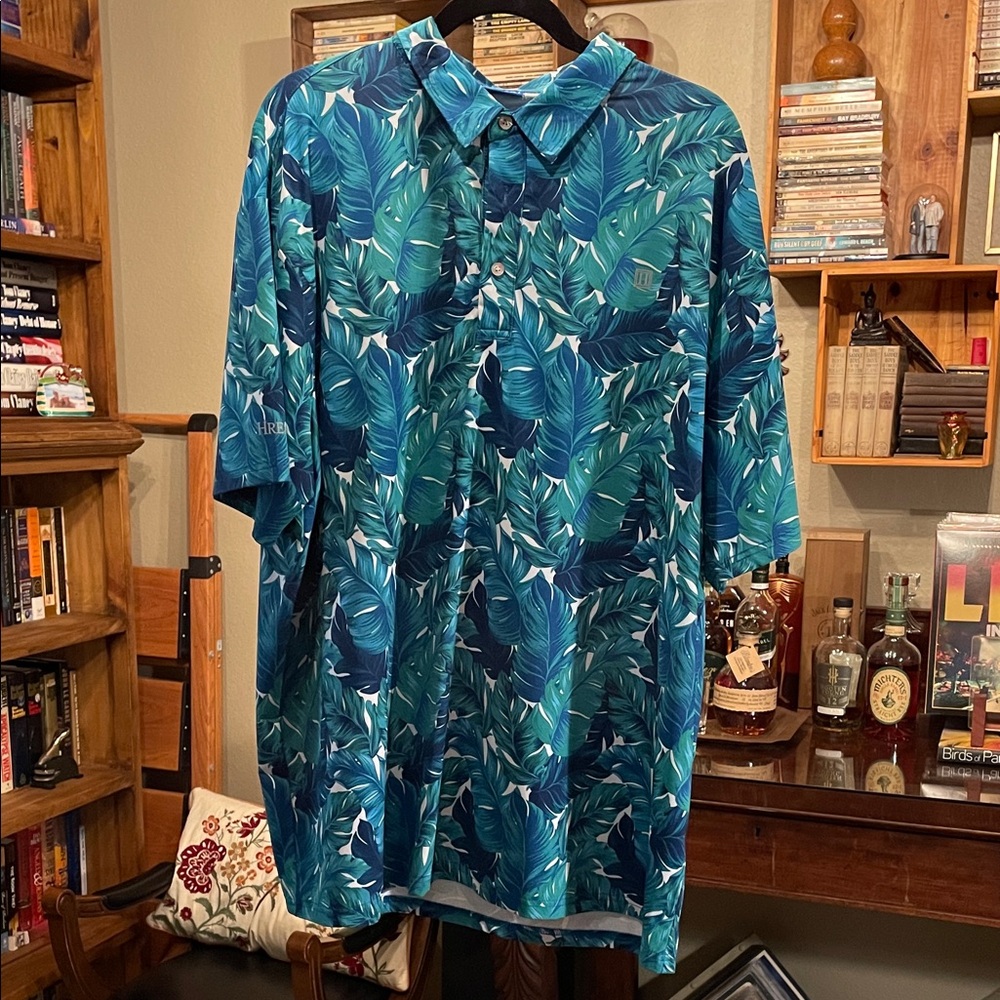Men's Tropical Polo - Blue and Green